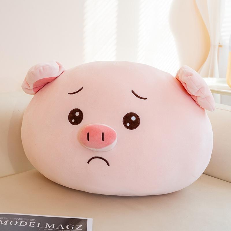 Creatieve Expressie Roze Varkentje Pluche Speelgoed Zacht Gezellig Dik Cartoon Roze Varkentje Sierkussen Kawaii Woondecoratie Bankkussen 55cm