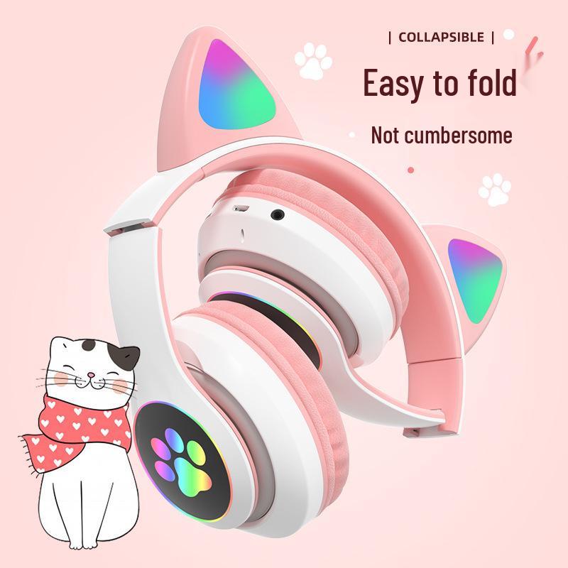 RGB Luminous Cat Ear & Paw Wireless Bluetooth Gaming Headset