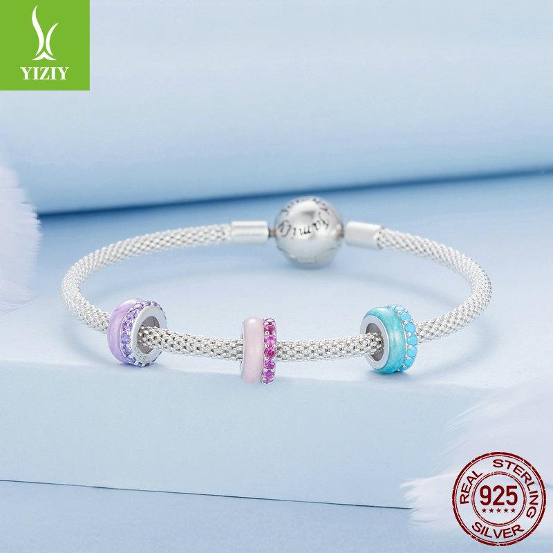 Fashion Candy Color Silicone Positioning Bracelet Separator Beads, Popular S925 Sterling Silver Diy Beads