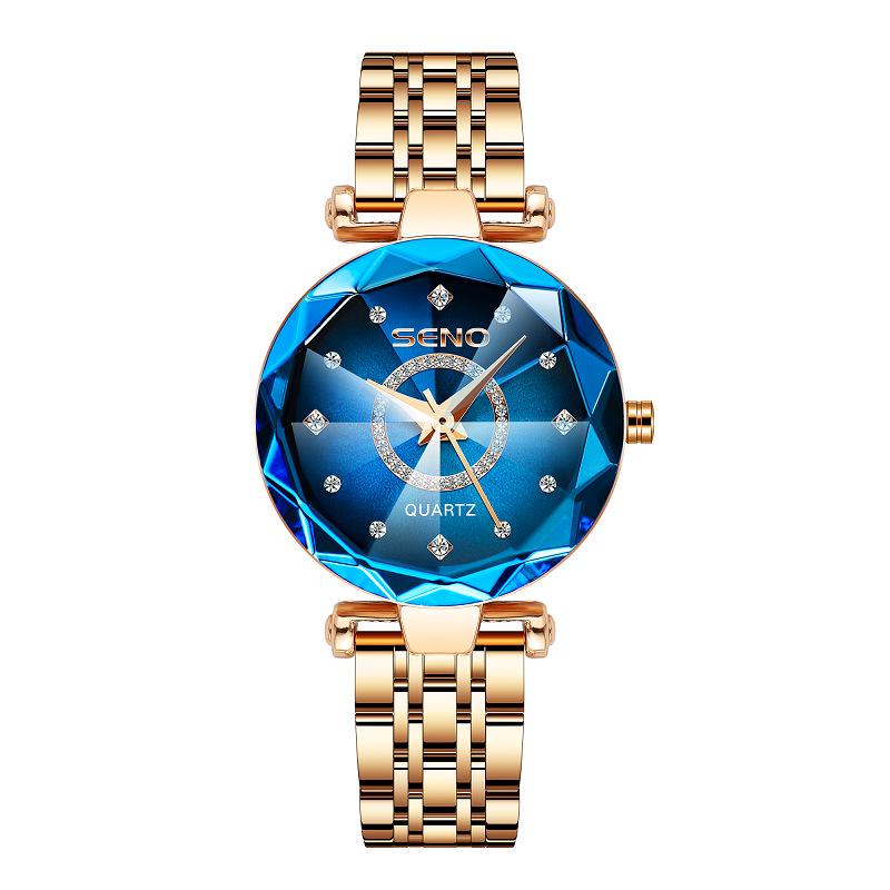 Ocean Heart Quarz Damen Diamantuhr - Stahlband, Wasserdicht
