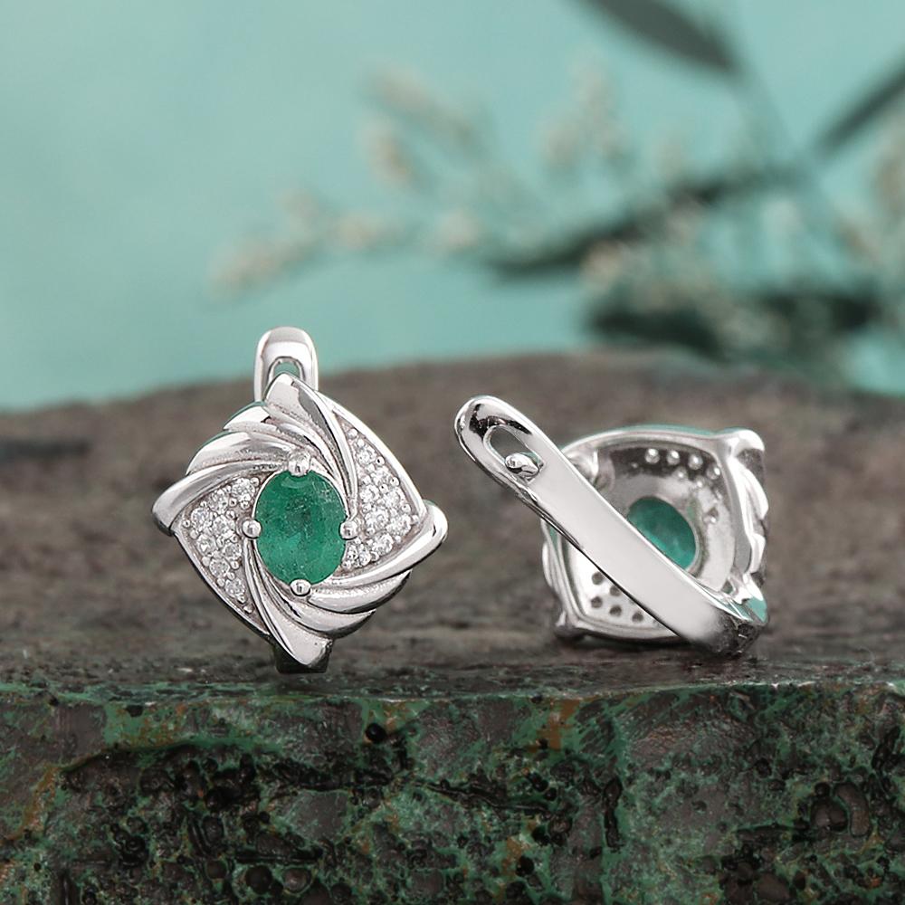 Elegant Design 925 Sterling Silver Earrings Natural Oval 4*5mm emerald Real Gemstone Women Fine Jewelry for mom's festival gifts