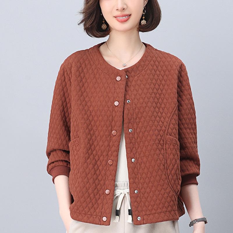 

2025 Women s Spring & Autumn Short Casual Age-Reducing Jacket for Middle-Aged Moms M абрикосовый