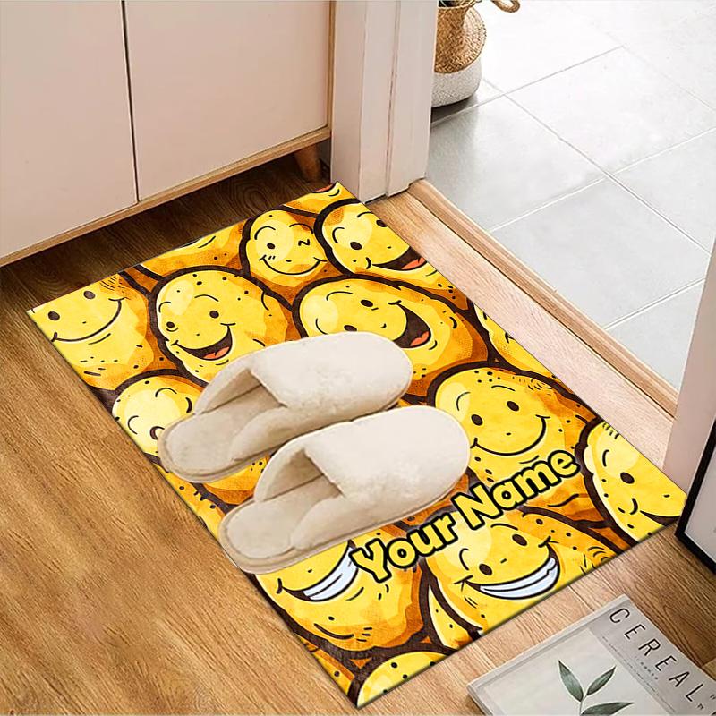 1PC Custom Name Happy Potato Faces Theme Floor Mat Ideal for Living Room, Game Rooms, Office, Bedroom, Floor Mat Playful Design