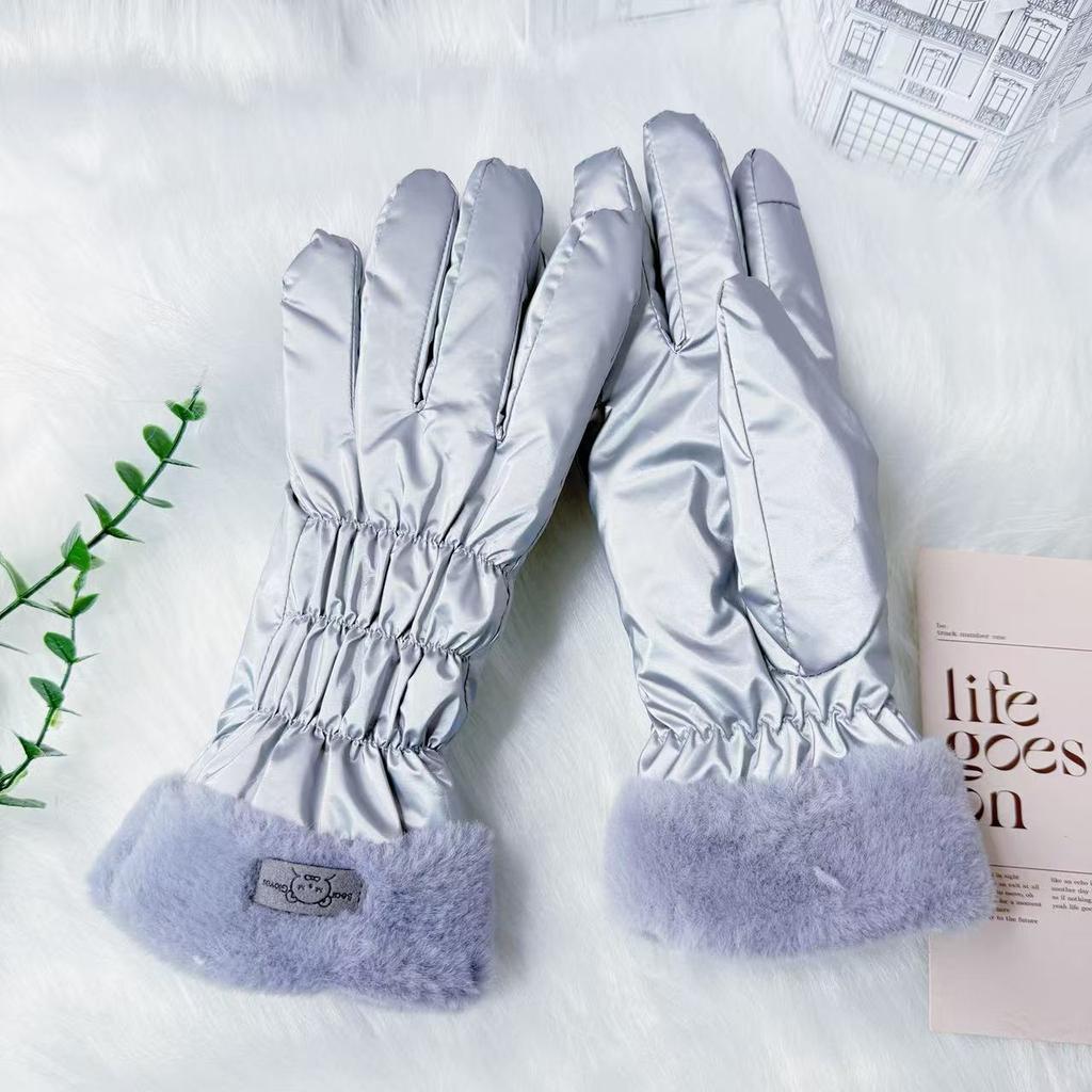Gloves Winter Women's Warm Korean Version Cute Touch Screen Riding Electric Car Cold-proof Velvet Thickened Windproof Gloves