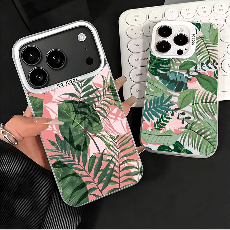 Sommarväxter Grönt Blad Stötsäkert Fodral för iPhone 17 Air 16 16E 15 Pro Max 14 Plus 13 Mini 12 Baksidesfodral Anti-fall Funda