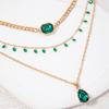 Emerald Gem Temperament Versatile Multi-layer Bow Necklace, Light Luxury Diamond-set Love Flower Necklace