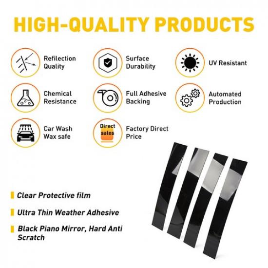 4X Pillar Black Posts For 2007-2014 Cadillac Escalade Window Door Trim Cover Kit