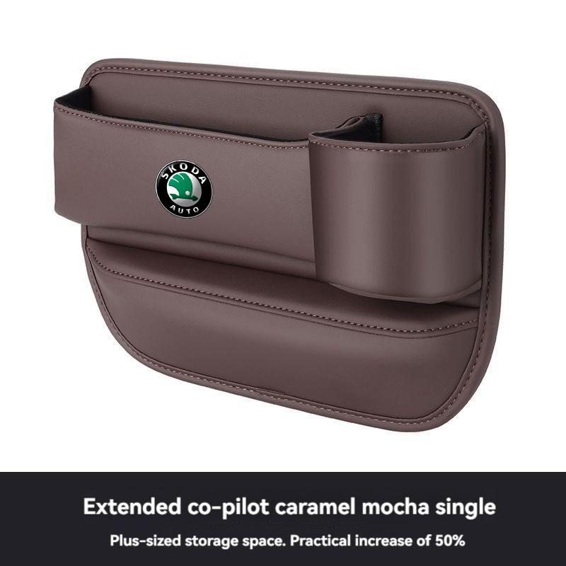 Multifunction Leather Car Seat Organizer Box Gap Filler With Cup Holder For Skoda Superb Kodiaq Octavia 2 3 Rapid Fabia Karoq A7
