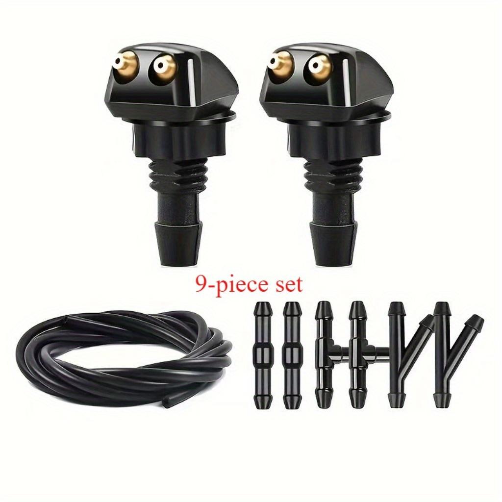 

Комплект форсунок стеклоомывателя с набором из 6 соединителей и 4 схемами распыления с двумя отверстиями — прочный, простой в установке, подходит для большинства автомобилей 9pcs чёрный