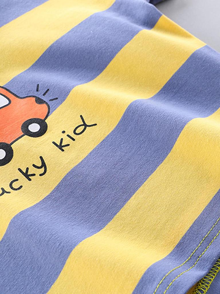 0-5 Years Old Children's Baby Clothing High-quality Cotton Car Pattern Short-sleeved Shirt Sports Denim Shorts Set