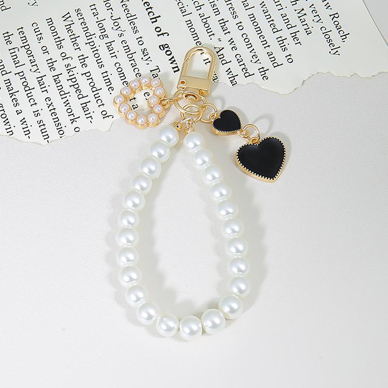 

2 шт. Браслет-цепочка из жемчуга против потери, брелок, кулон в виде персикового сердца, кольцо для ключей для женщин, украшение для телефона, сумочки, подарки для вечеринок