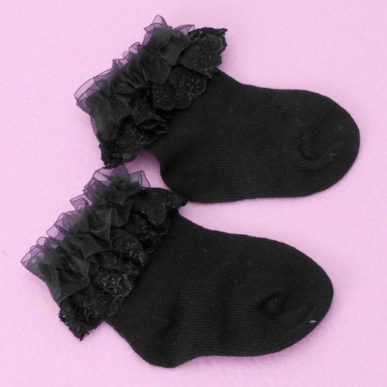 Newborn Baby Girl Solid Color Breathable Cotton Elastic Princess Lace Socks