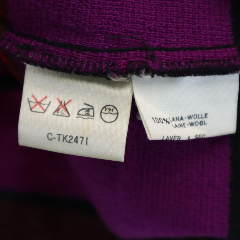 LANVIN Border Pattern Long sleeve knit cardigan 40 Brown etc Women Used