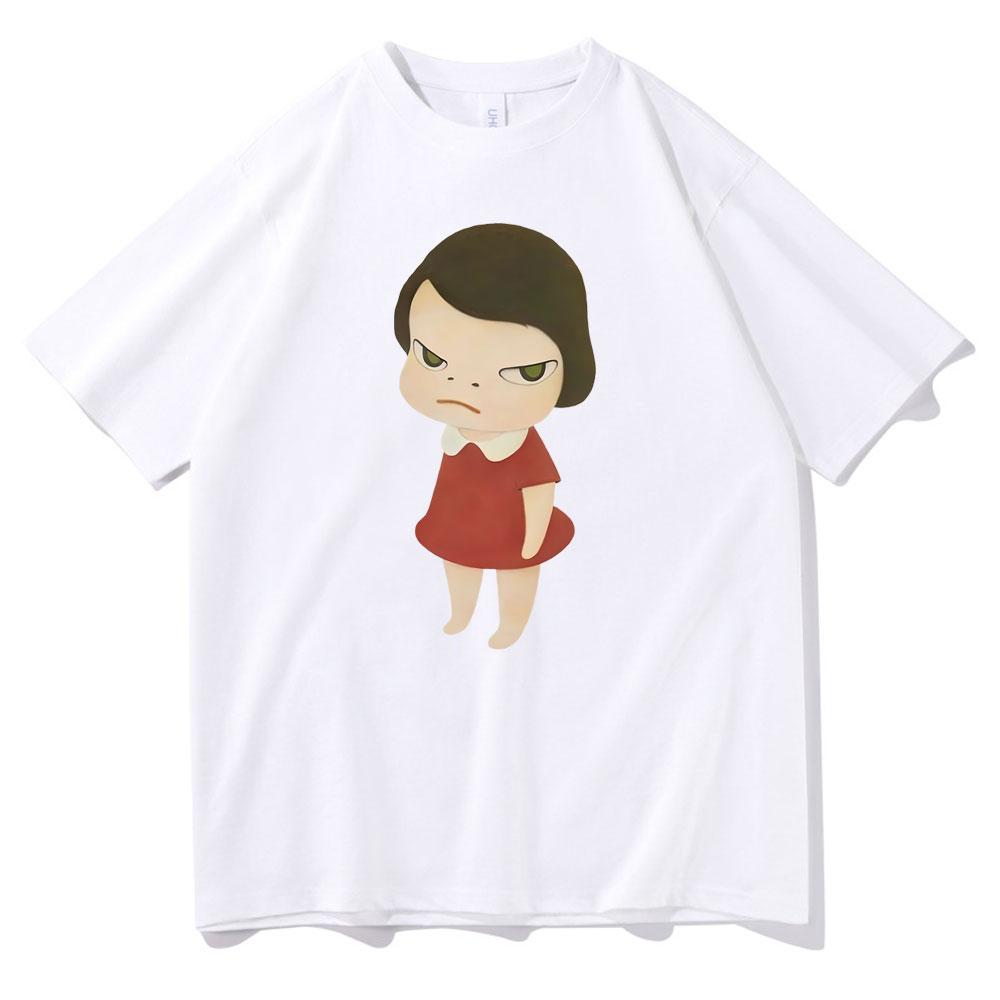 Yoshitomo Nara Red Dress Girl Graphic Print Tshirt Women Fashion Cartoon Harajuku T-shirts Cute Funny T Shirt