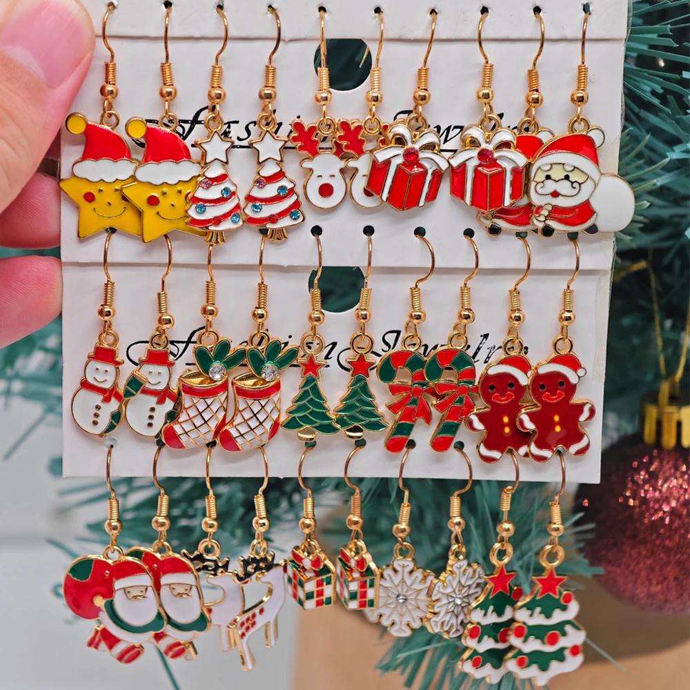 Xiaomi 30PCS Cute Christmas Cartoon Earrings, Christmas Atmosphere Earrings, Alloy Dropped Glazed Material Earring Set