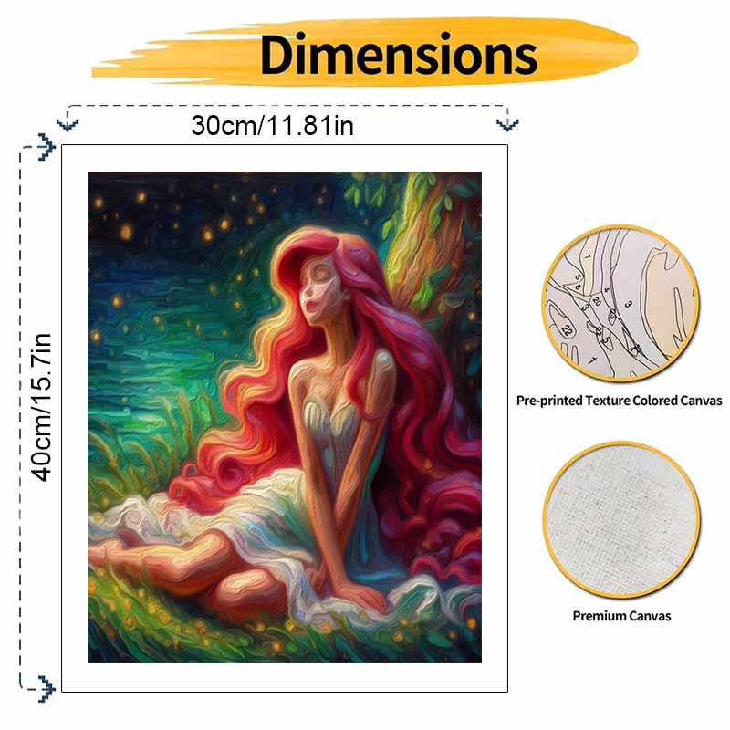 Disney Little Mermaid Oil Painting Kit, Magical Forest Home Decor Handmade Gift for Adults DIY Art Craft Wall Hanging Decor Craft