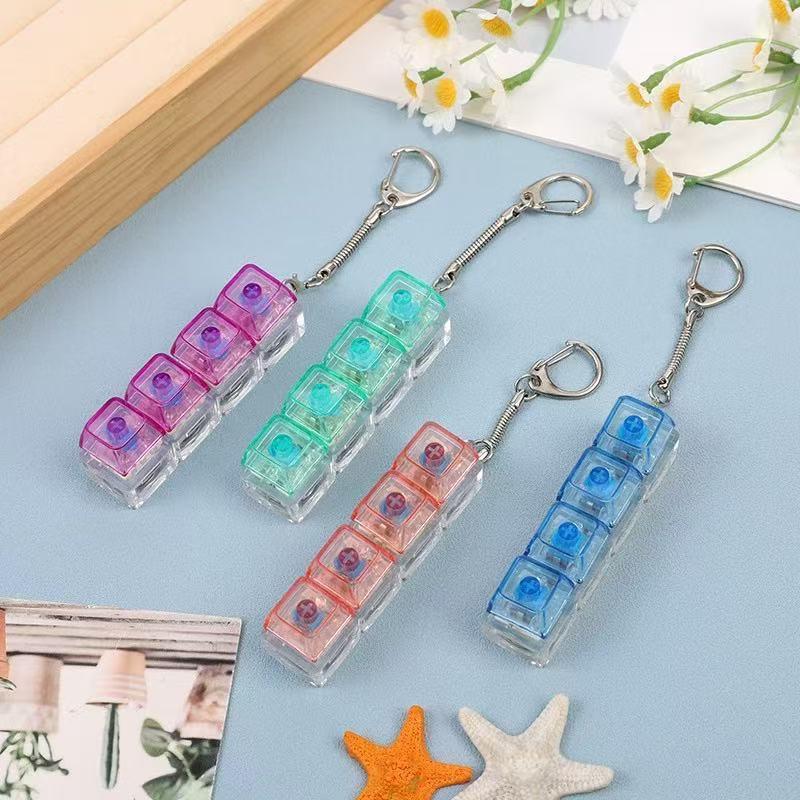 Creative Light-Up Mechanical Keyboard Keychain Toy with Transparent Backpack Clip