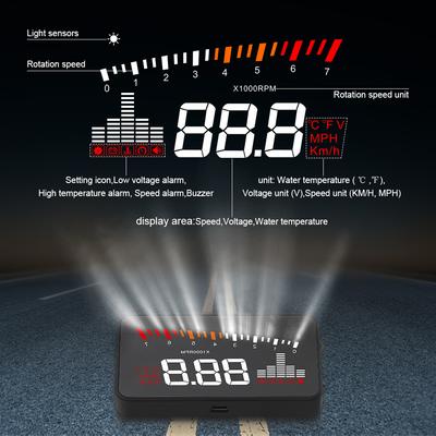 AD X5 OBD2 Head Up Display HUD Tachometer Rýchlosti Tachometer Teploty Vody Napätia Automatický Projektor Displej Otáčkomer