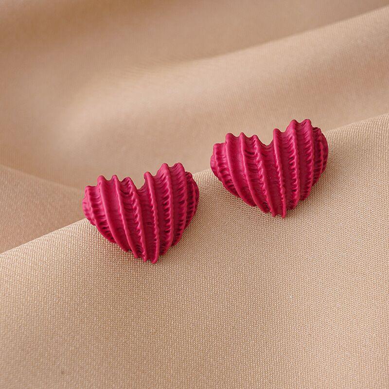 Heart-shaped Stud Earrings Candy-colored Love Shaped Earrings Multicolor Simple Geometric Style Stud Hoop Earrings For Wome