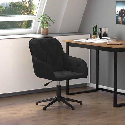 Vidaxl Swivel Office Chair, Black, Upholstered with Velvet