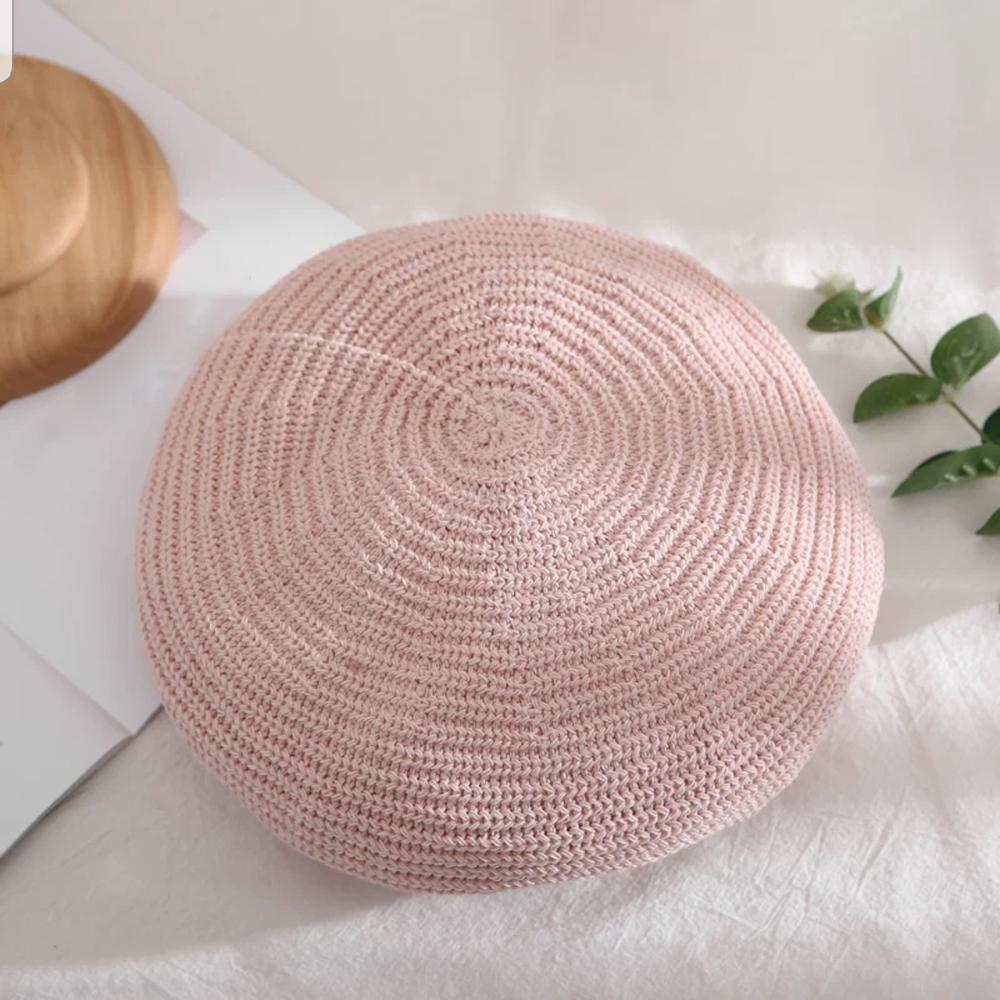 

2019 new Spring Summer Women Knit Berets Newsboy hat Ladies Solid Flat Cap Fashion Crochet French Caps Stars Painter Hat Cotton 55-58cm