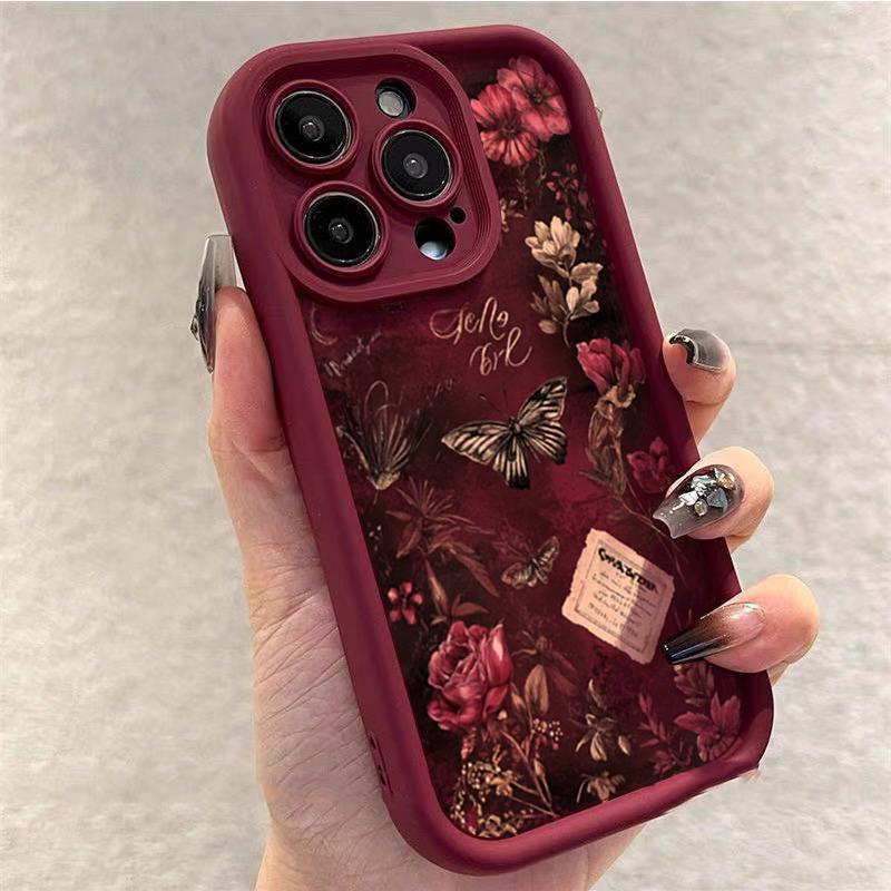 Vintage Botanical Butterfly & Floral Phone Case for iPhone 17 16 15 14 13 12 11 Pro Max XS XR 7 8 Plus SE2 16E 17 Air Soft Cover