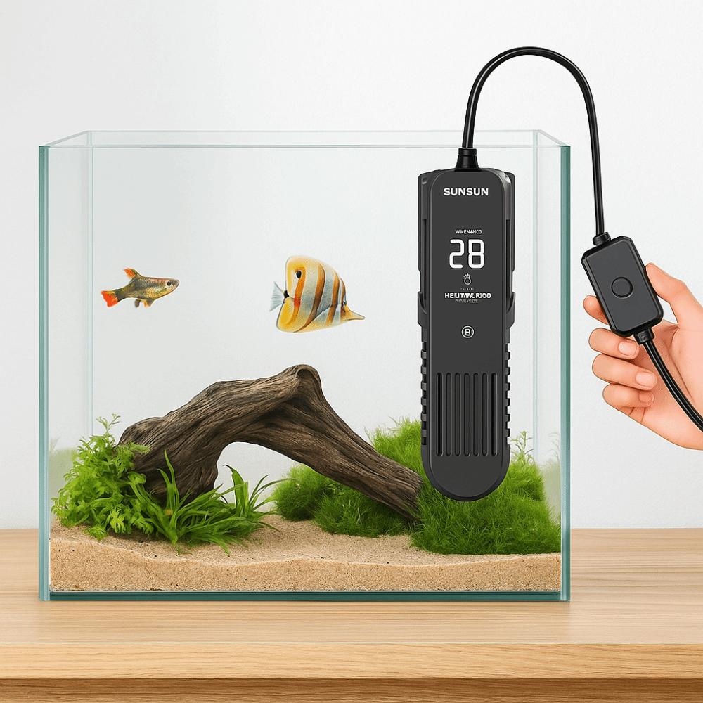 LCD Display Digital Fish Tank Heating Rod Adjustable Water Heating Rod  for Turtle Feeding