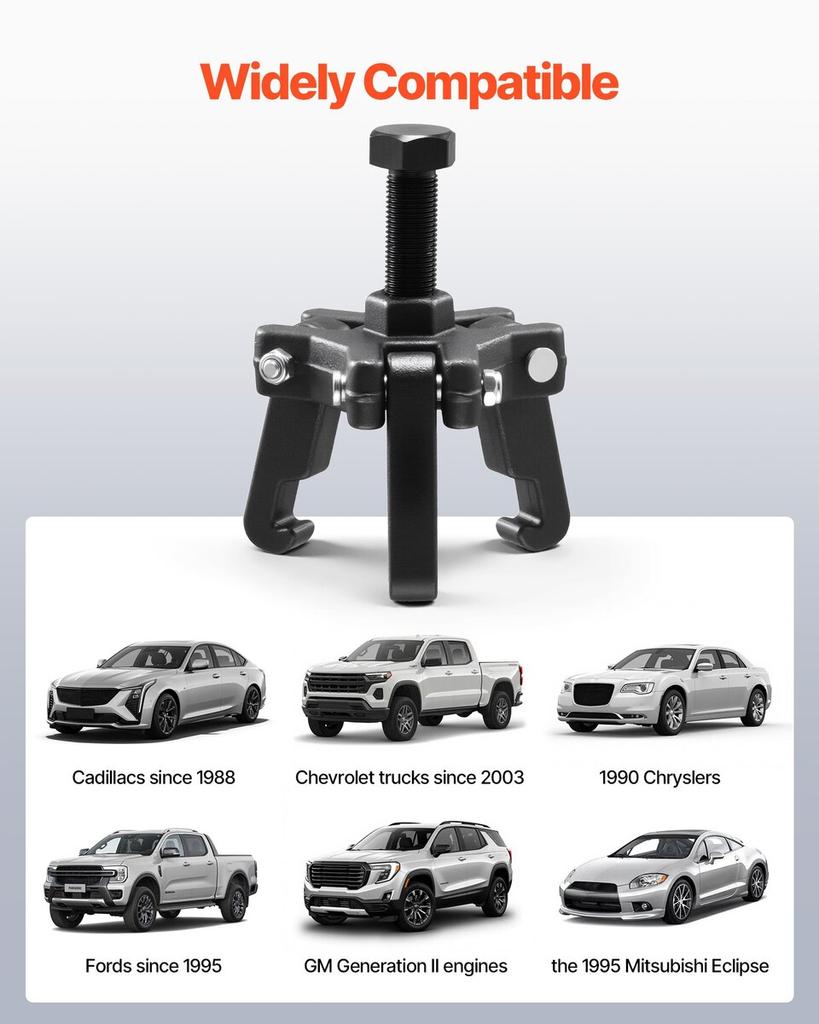 Harmonic Balancer Puller Kit Adjustable 3-Jaw Puller for Most Late Models