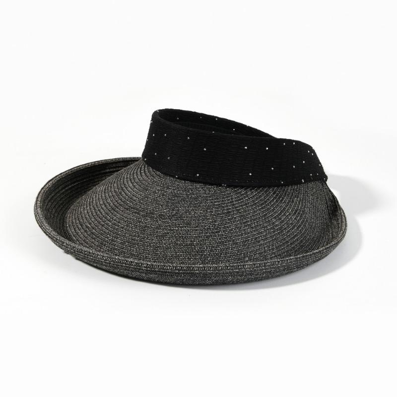 New empty top straw hat women's summer seaside vacation leisure sun hat rhinestone sun hat big brim shows small face