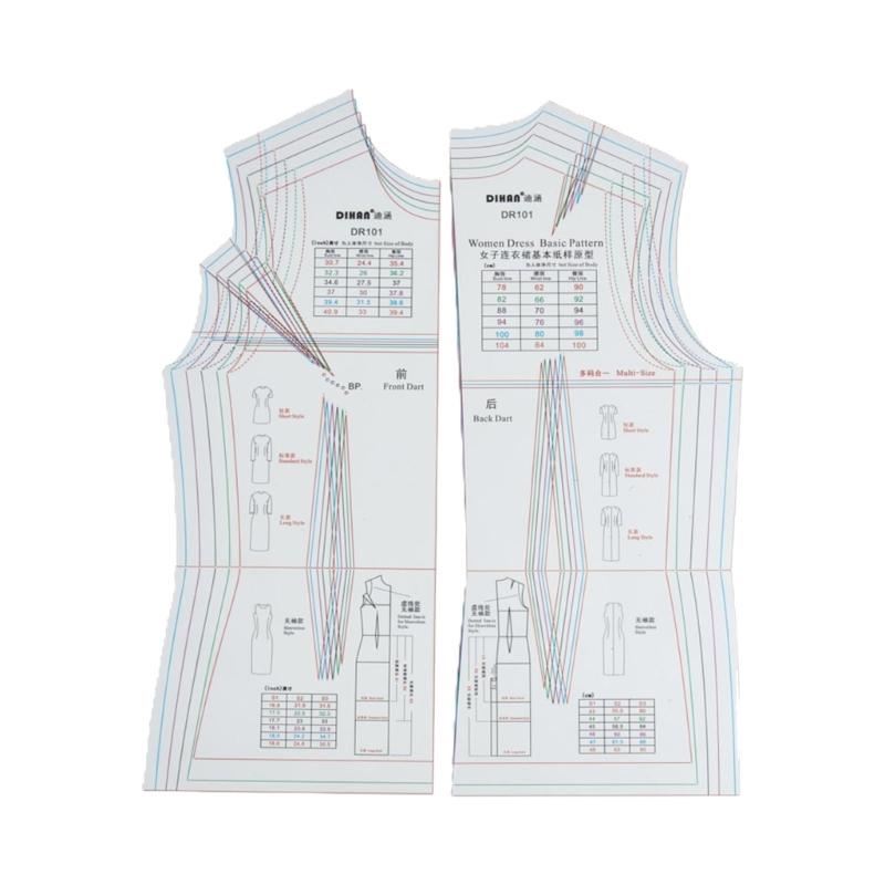 Multi-Size Dressmaking Ruler Dress Ruler Dress Pattern Template Easy to Use Sewing Tool for Sewing Efficiency