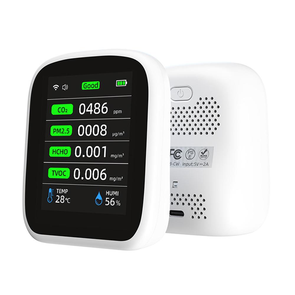 Tuya Wifi Portable Air Quality Meter 8in1 PM1.0 PM2.5 PM10 CO2 TVOC HCHO Temperature and Humidity Tester LCD Color