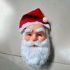 Christmas Santa Claus Plastic Mask with Red Santa Hat Dress Up Adult Santa Claus Costume Props Cosplay Xmas Party Carnaval Mask