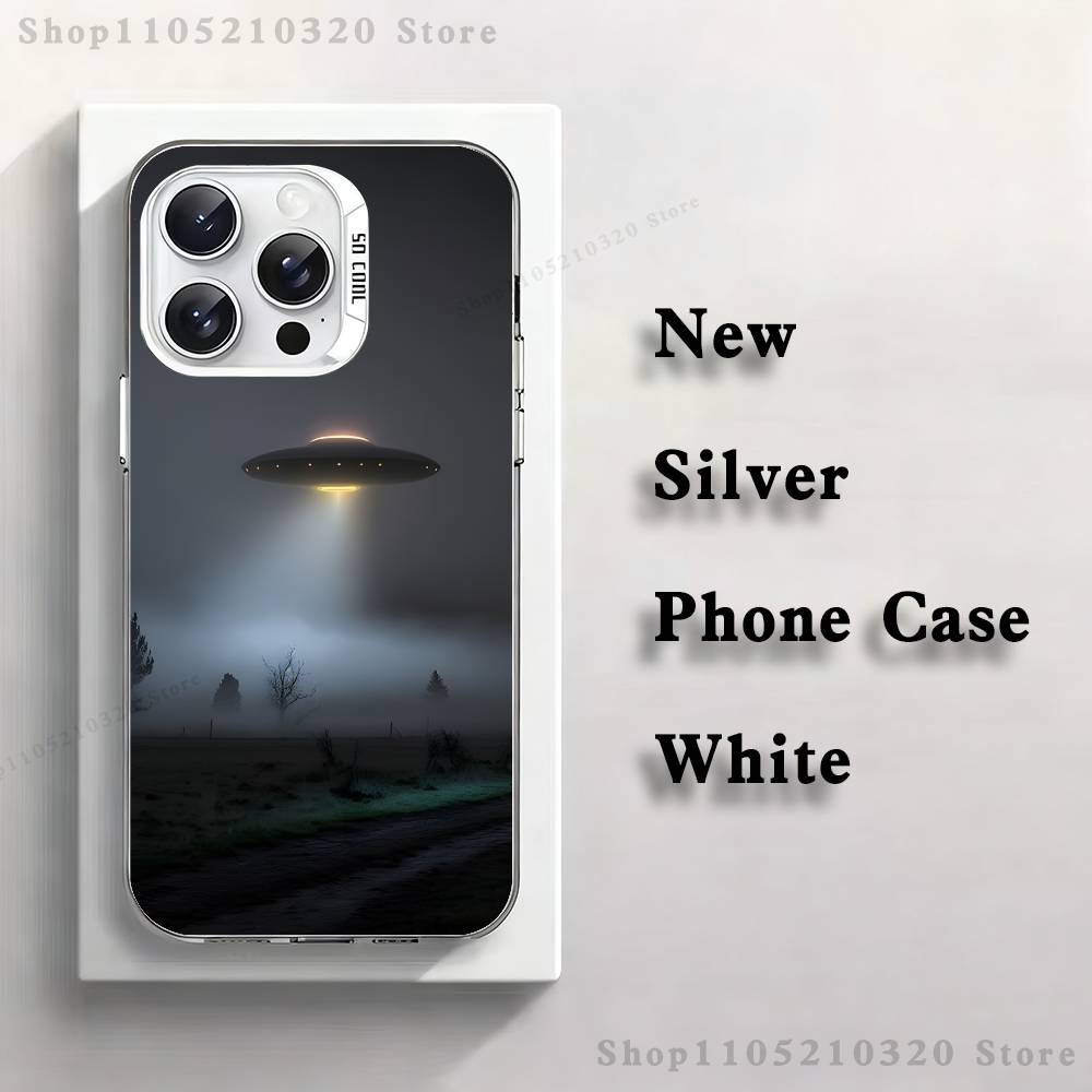 

Funny Space UFO Thing Phone Case For iPhone 17,16,15,14,13,12,11,Mini,Pro,E,MAX White Matte Silicone Whtie Cover iPhone15pro