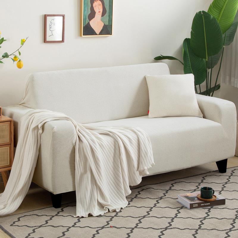 Jacquard Universal Sofa Cover Stretch Solid Color Couch Covers For Living Room Elastic Protector Machine Washable Anti -Dirty Settee Case