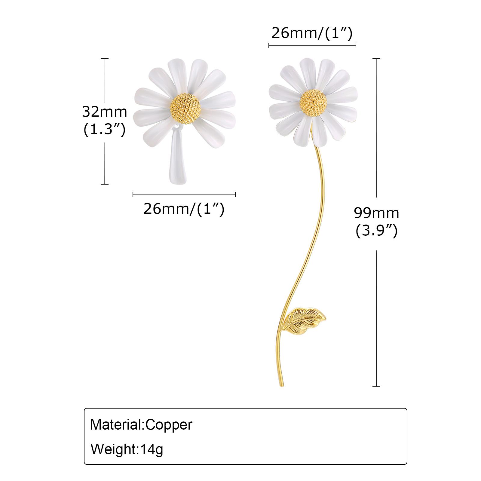 

Women Little Daisy Earrings Set,Asymmetry Design Jewelry Accessories Painted Flowers,Elegent Cute Charm Stud Earring for Gifts