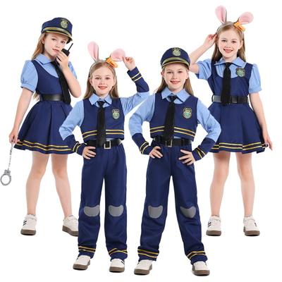 Zootopia Judy Hopps Police Officer Costume for Kids Bunny Police Outfit Full Set for Girls Halloween Party Clothes