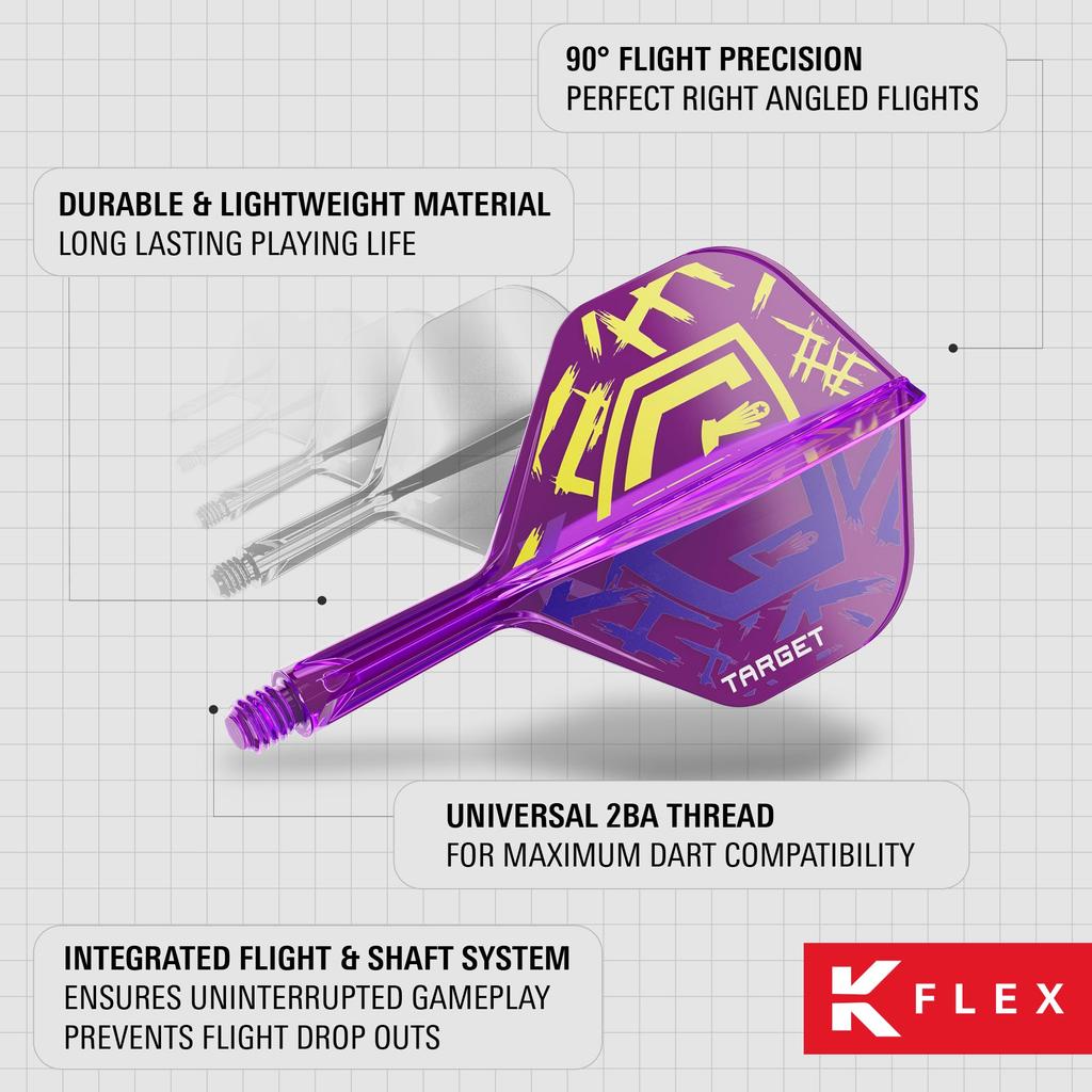 TARGET Darts Luke Littler World Champion KFLEX Flight Shaft KFLEX Flight Short Medium 6 Medium & System, No. 2/No. 6, All-in-One 3-Pack, (19mm),