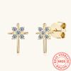 Silvere Glam European And American Style Cool Cross Pure Silver S925 Moissanite Stud Earrings, A Niche And Trendy Starlight Earrings