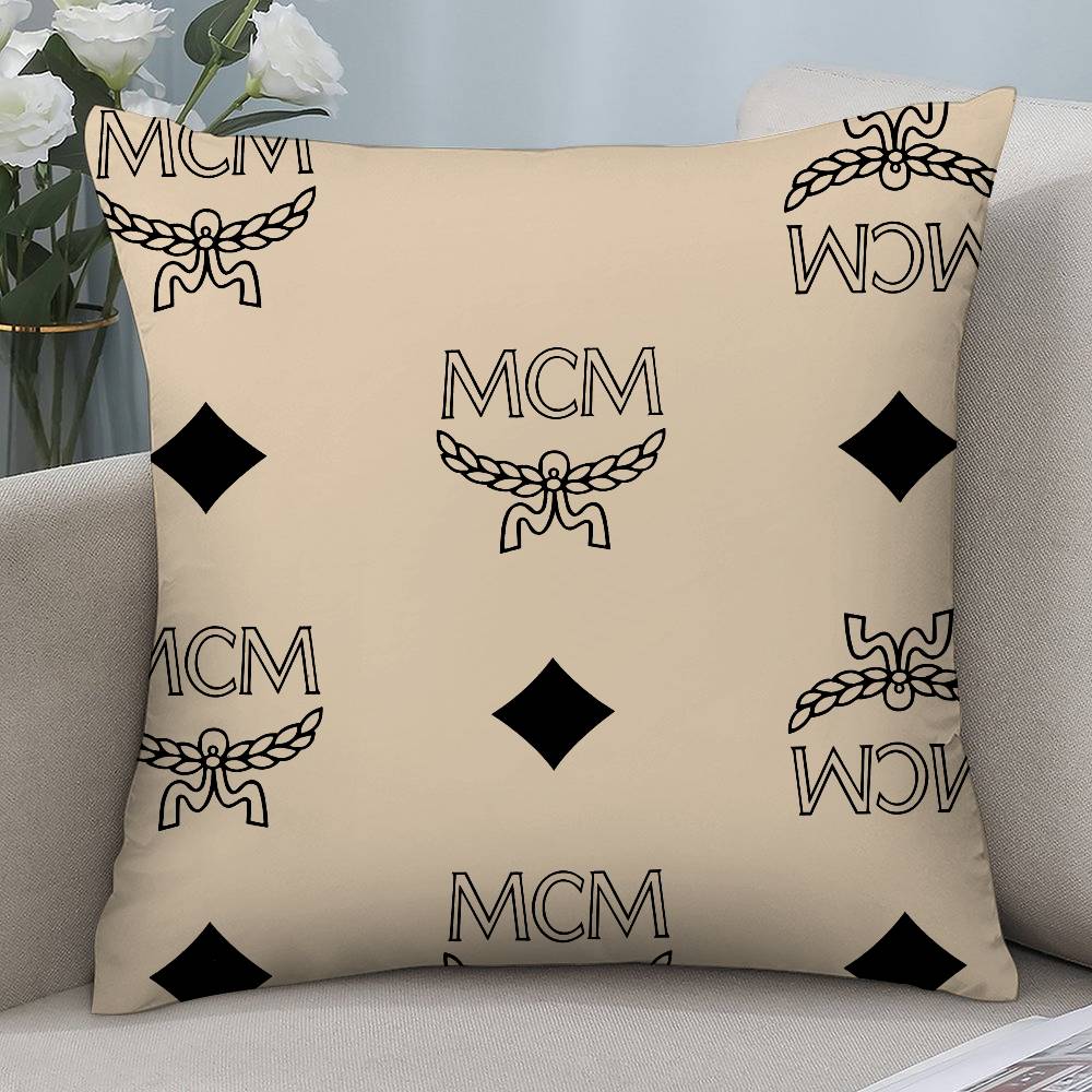Luxury M-MCM Pillow Case Short Plush Double-sided Print Square Throw Pillow Covers Sofa Home Cushion Decor