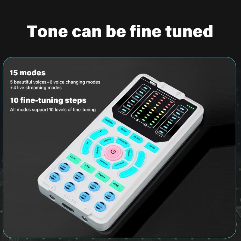 Portable Voice Modulator Sound Card Real Time Voice Changing Control For PC Live Streaming Gaming Recording