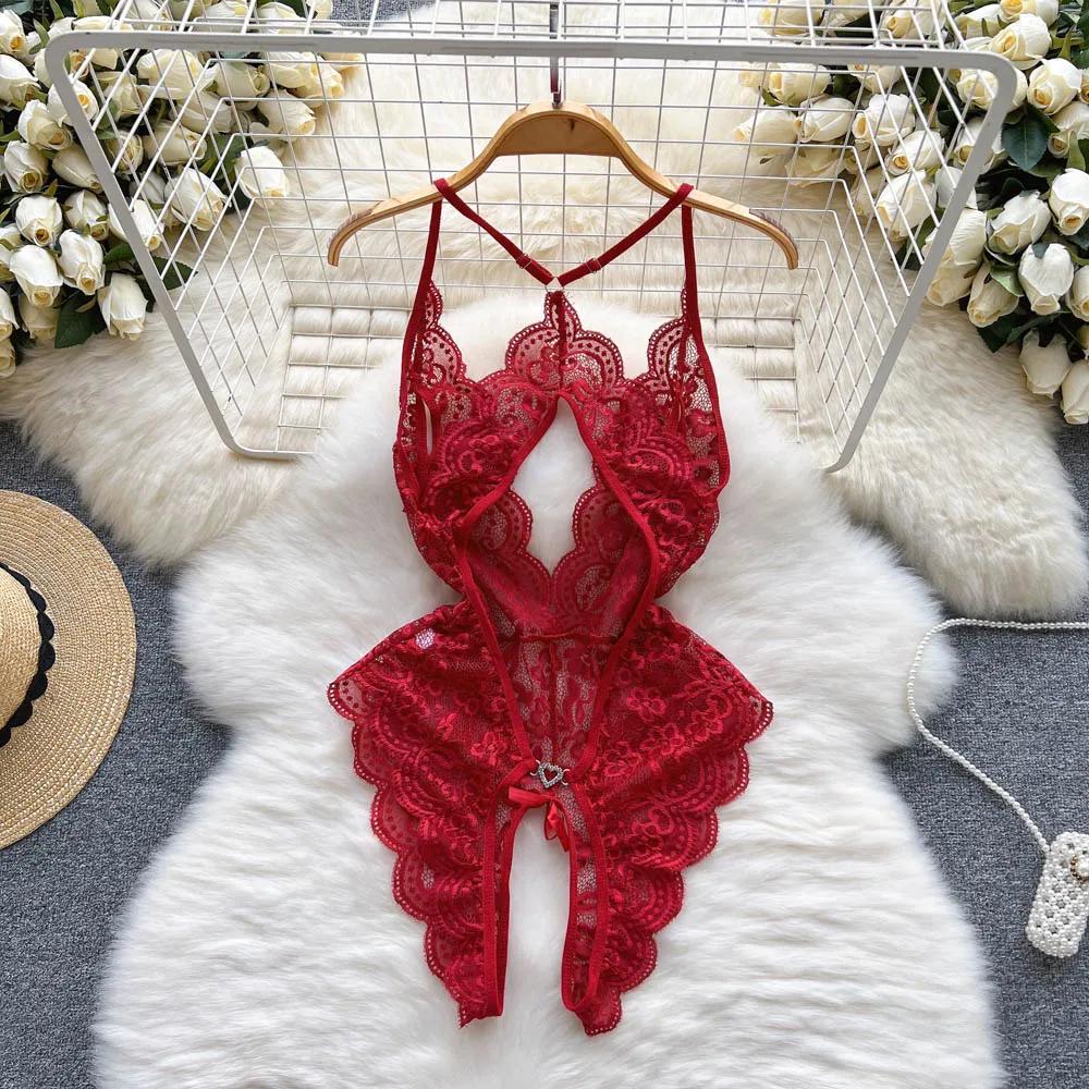 See-through Solid Floral Women Sexy Lace Bodysuits Hollow Bodycone Catsuits Jumpsuits Strappy Lingerie Rompers Skinny Casual