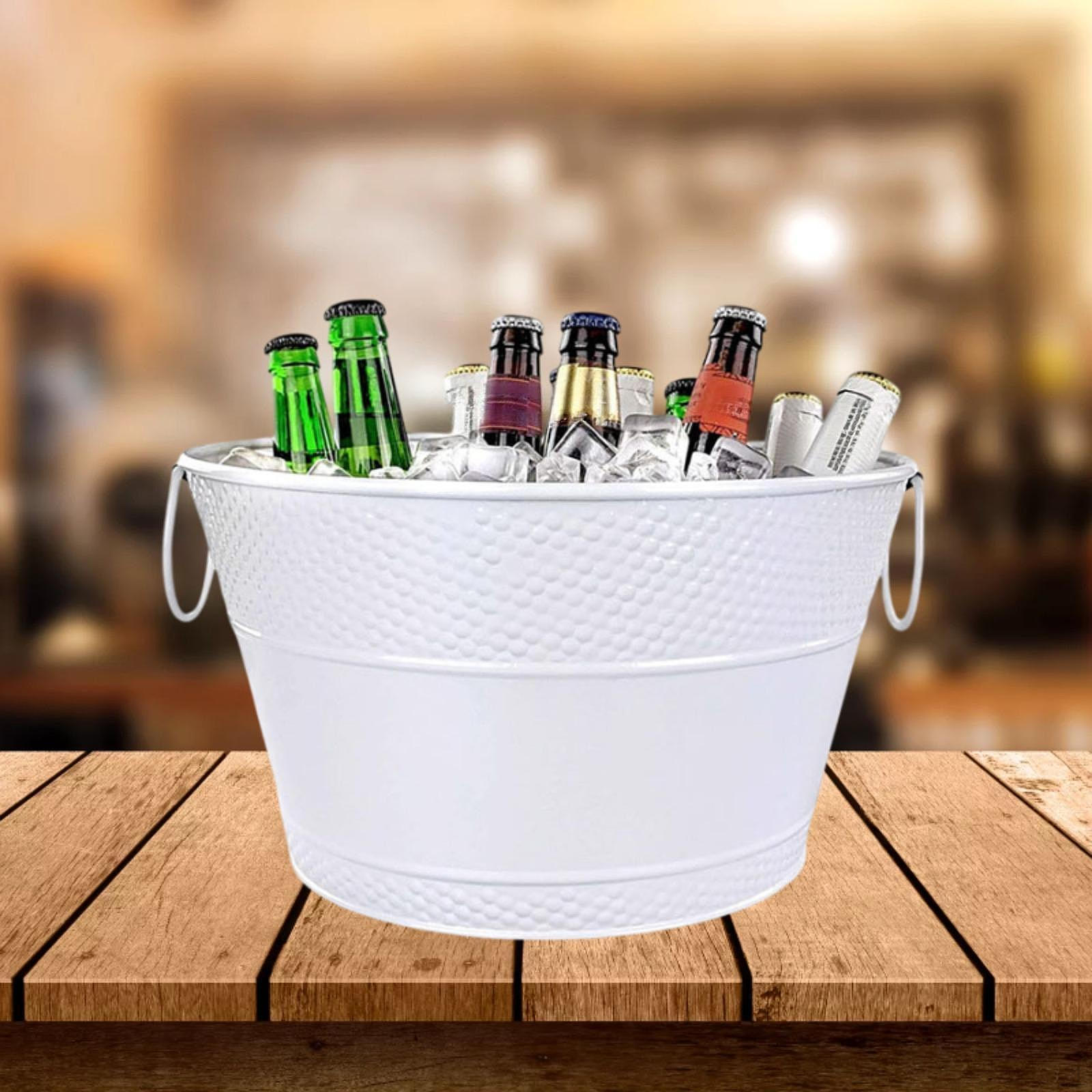 

Відро для льоду, ванна для напоїв, круглий легкий органайзер для зберігання напоїв з металу, вино для охолодження білий