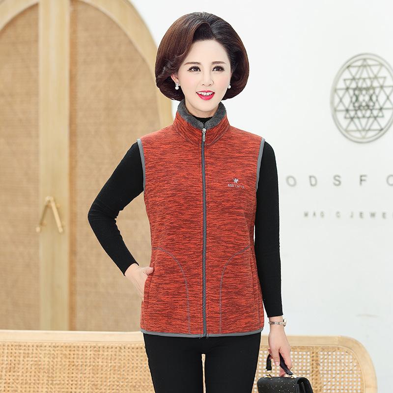Elderly Women's Autumn Winter Fleece Vest Jacket Warm Loose Zipper Sleeveless Coat Mother Casual Waistcoat