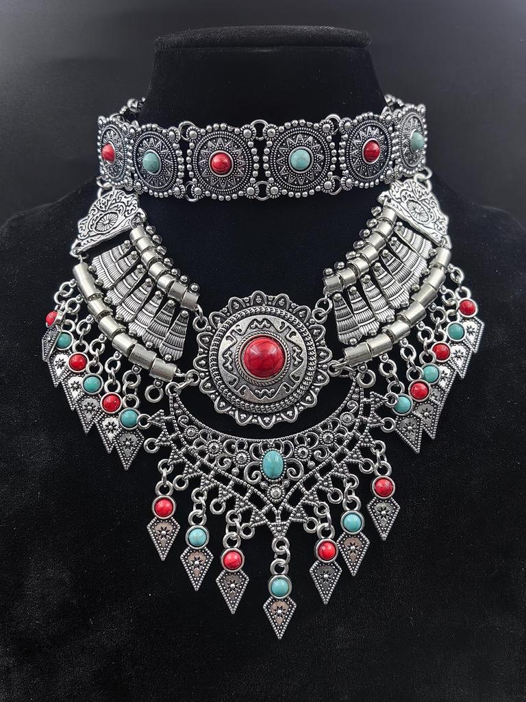 Retro Ethnic Water Drop Tassel Necklace and Sweater Clavicle Chain Accessories