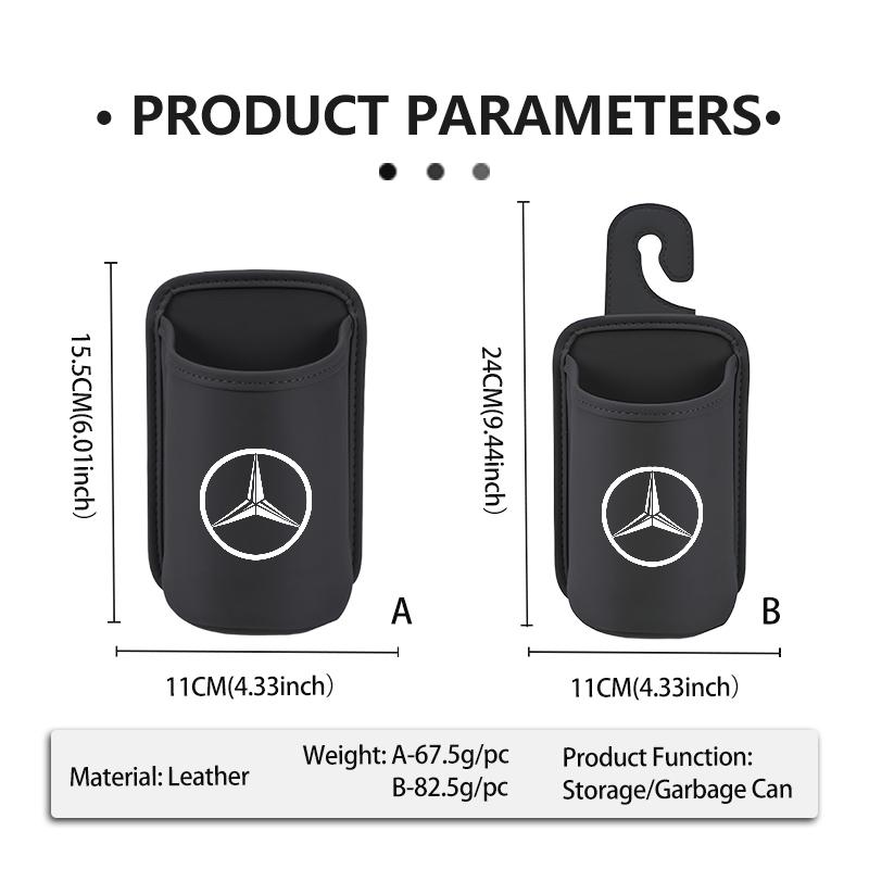 Car Logo Door Water Cup Holder Back Seat Drink Rack Leather Storage Box For Benz Exclusive AMG W124 W203 W204 SPRINTER V CLASS p8