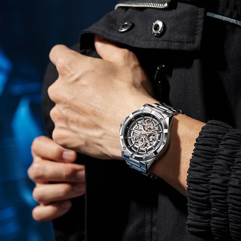 Fashion Men's Automatic Watches Classic Mechanical Watch For Men Business Stainless Steel Clock Waterproof Wristwatch Reloj Muje