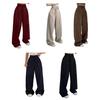 Women Long Pants Straight Wide Leg High Waist Pants Solid Color Casual OL Style Wide-Leg Suit Trousers Daily Wear