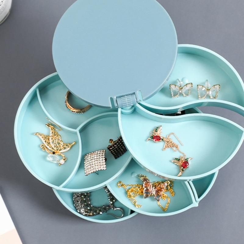 360 Degree Rotating Jewelry Organizers With Multiple Layers For Earrings Necklaces Rings ABS Materials Storage Box