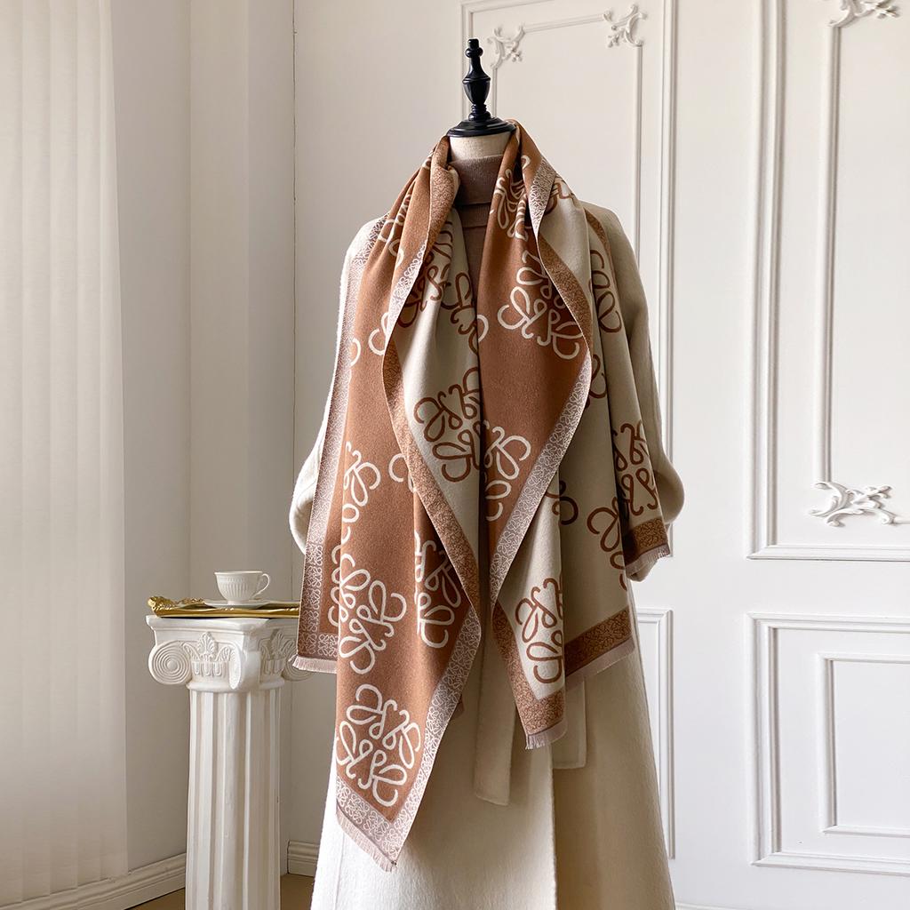 New Women's Scarf Warm Scarf Shawl Simple Imitation Cashmere Scarf Thick Shawl Jacquard Fashion Autumn and Winter