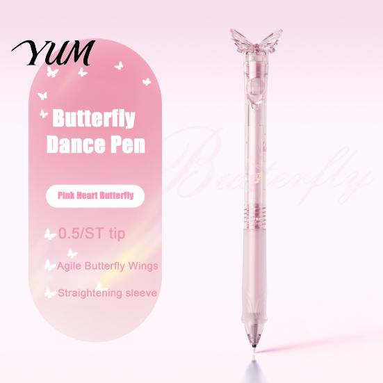 Student Stationery Supplies Translucent Butterfly Gel Pen, 0.5mm Smooth Writing Retractable Comfortable Grip Pens for Homework Aesthetic Pen